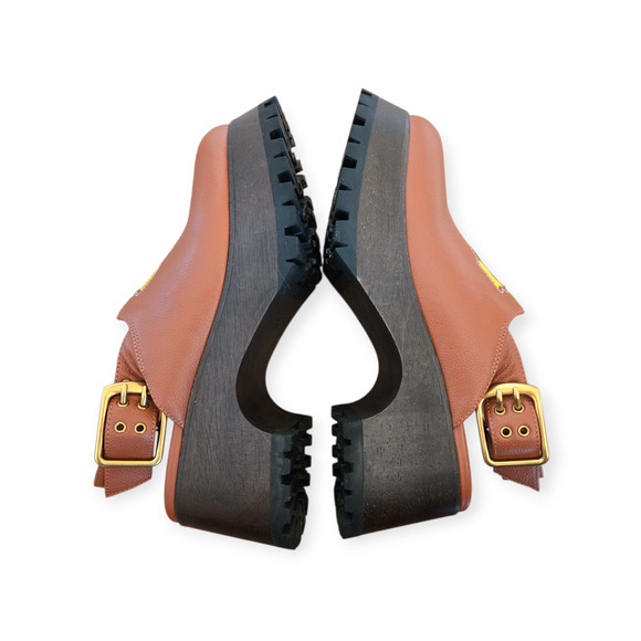 Charlotte Stone x Lorien Stern Darren Brown Luggage Tulip Clogs Shoes Size 7 - Picture 5 of 10